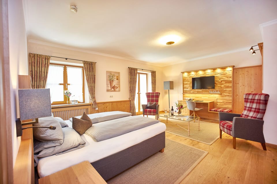 Comfort Double Room | Living area | 32-inch flat-screen TV with satellite channels, TV