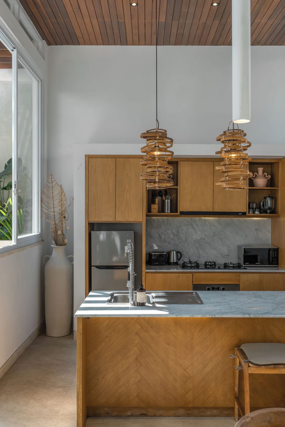 Luxury Villa, Patio, Garden View | Private kitchen | Fridge, microwave, oven, stovetop