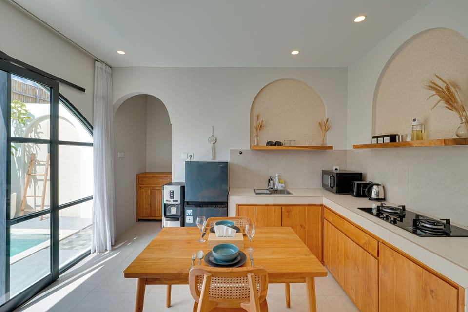 Villa, 1 King Bed, Private Pool, Pool View | Private kitchen | Fridge, microwave, stovetop, electric kettle