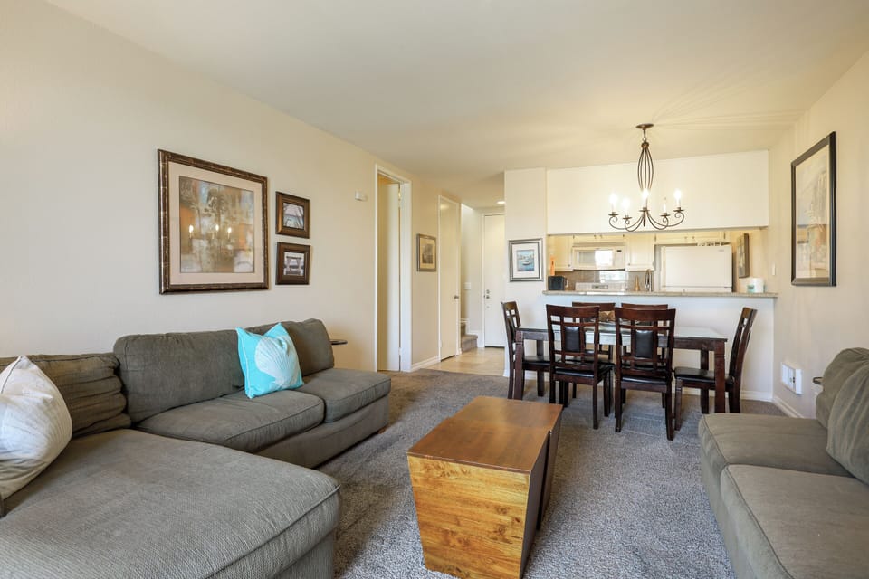 Condo, Multiple Beds, Beach View (G314 Waves & Wonders) | Living area | Fireplace