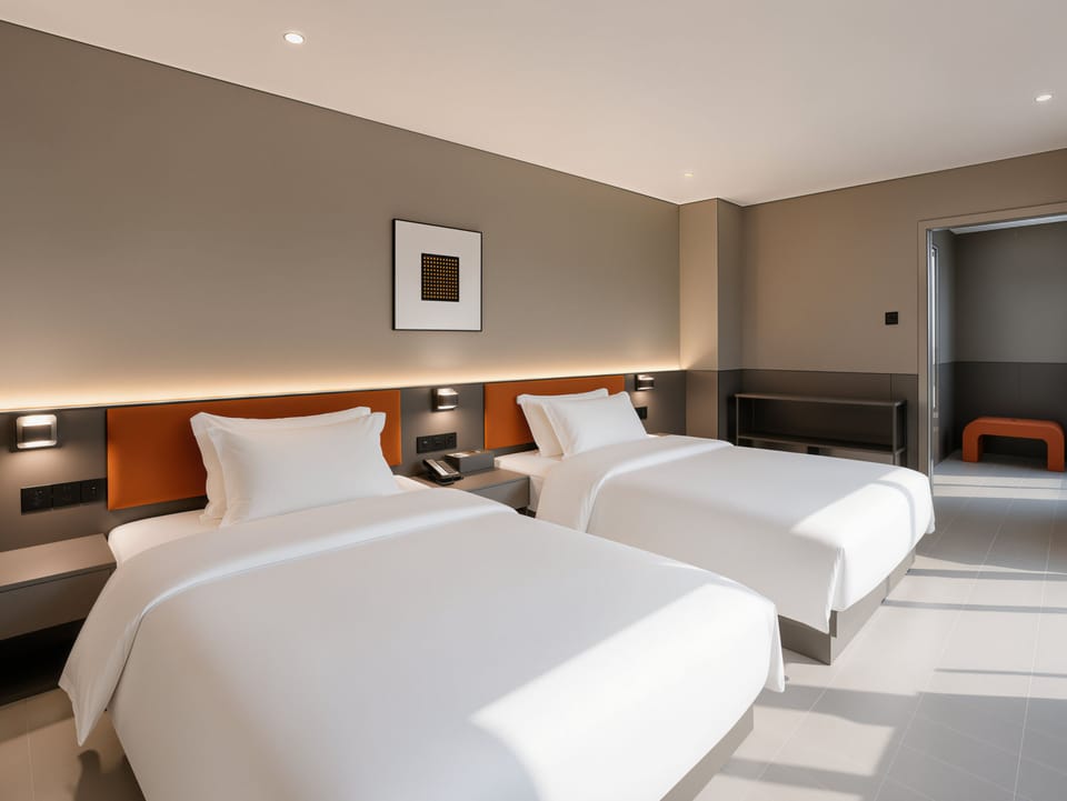 Luxury Twin Room, City View | Premium bedding, down comforters, blackout drapes, soundproofing