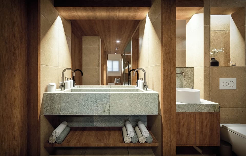 Shower, towels, soap, shampoo