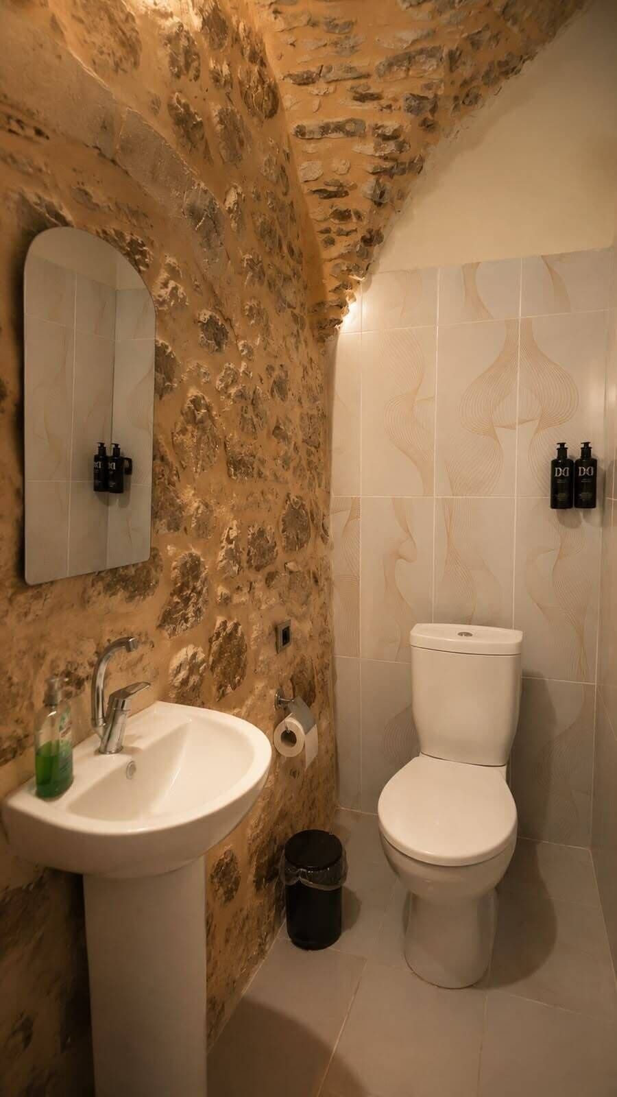 Shower, hair dryer, slippers, towels