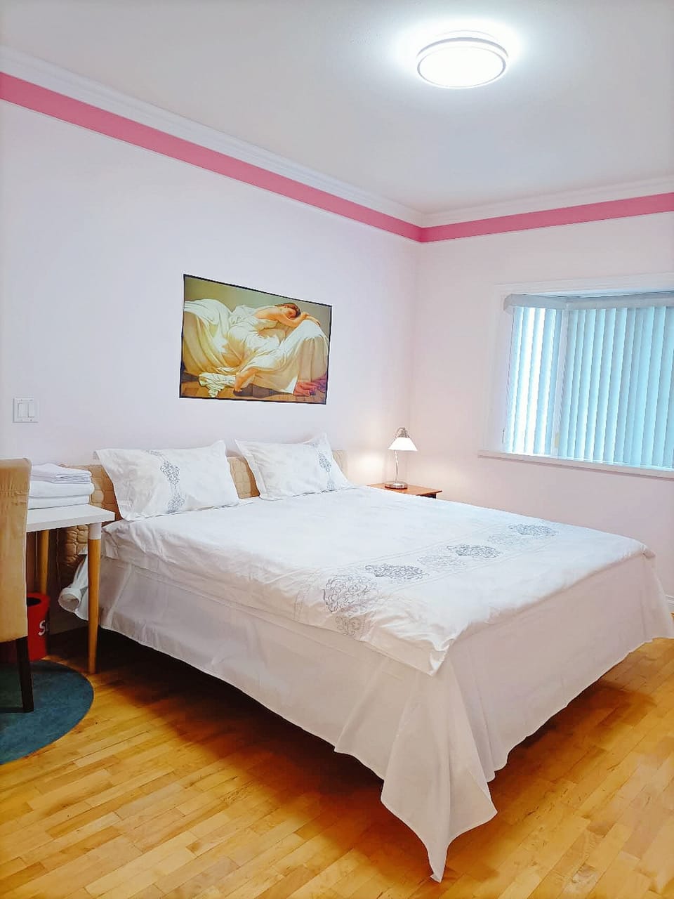 Desk, blackout drapes, soundproofing, iron/ironing board (on request)