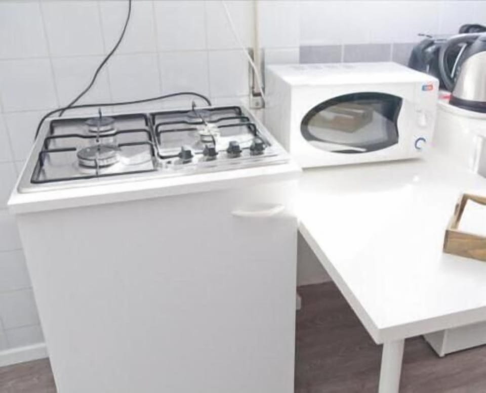 Fridge, microwave, electric kettle