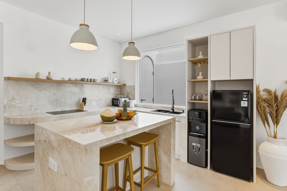 Villa, 2 Bedrooms, Private Pool, Pool View | Private kitchen | Coffee/tea maker, fridge, microwave, stovetop