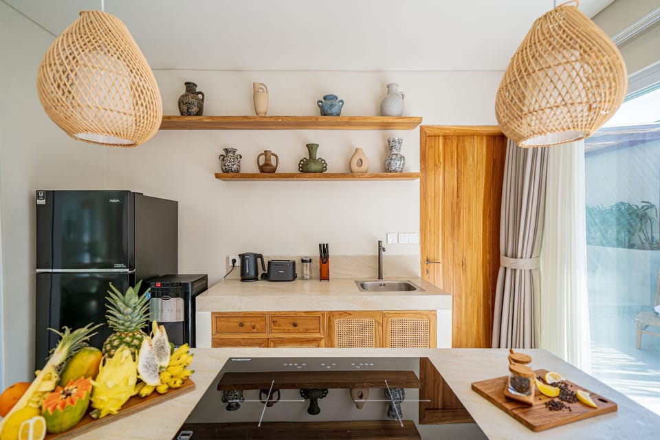 Deluxe Villa, 2 Bedrooms, Patio, Pool View | Private kitchen | Coffee/tea maker, fridge, microwave, stovetop