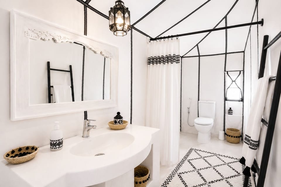 Separate tub and shower, towels, shampoo, toilet paper