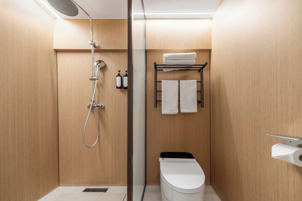 Comfort Twin Room, City View | Bathroom | Shower, free toiletries, hair dryer, slippers