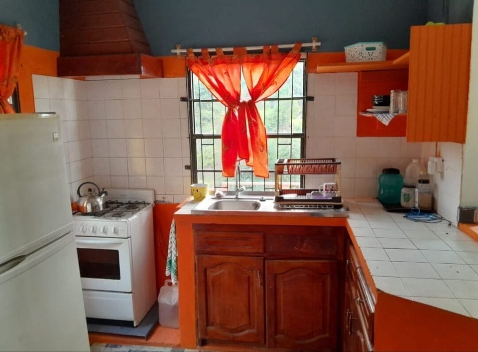 Full-size fridge, microwave, oven, stovetop
