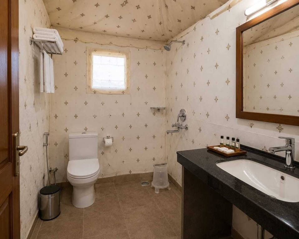 Deluxe Room, Desert View | Bathroom | Shower, free toiletries, slippers, towels