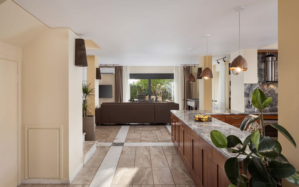 Superior Villa, Sea View | Private kitchen | Espresso maker, coffee/tea maker, full-size fridge, microwave