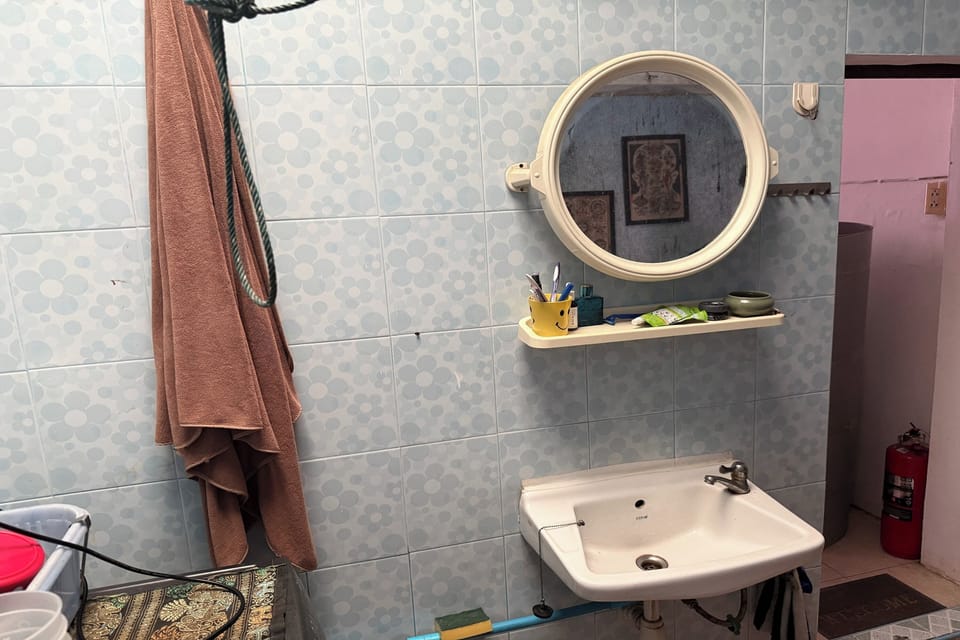 Shower, slippers, towels