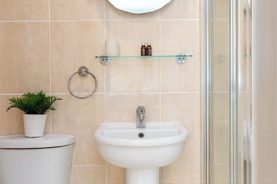 Basic Studio | Bathroom | Free toiletries, hair dryer, towels, soap