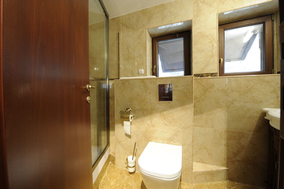 Apartment, 1 King Bed, River View | Bathroom | Shower, free toiletries, hair dryer, bathrobes