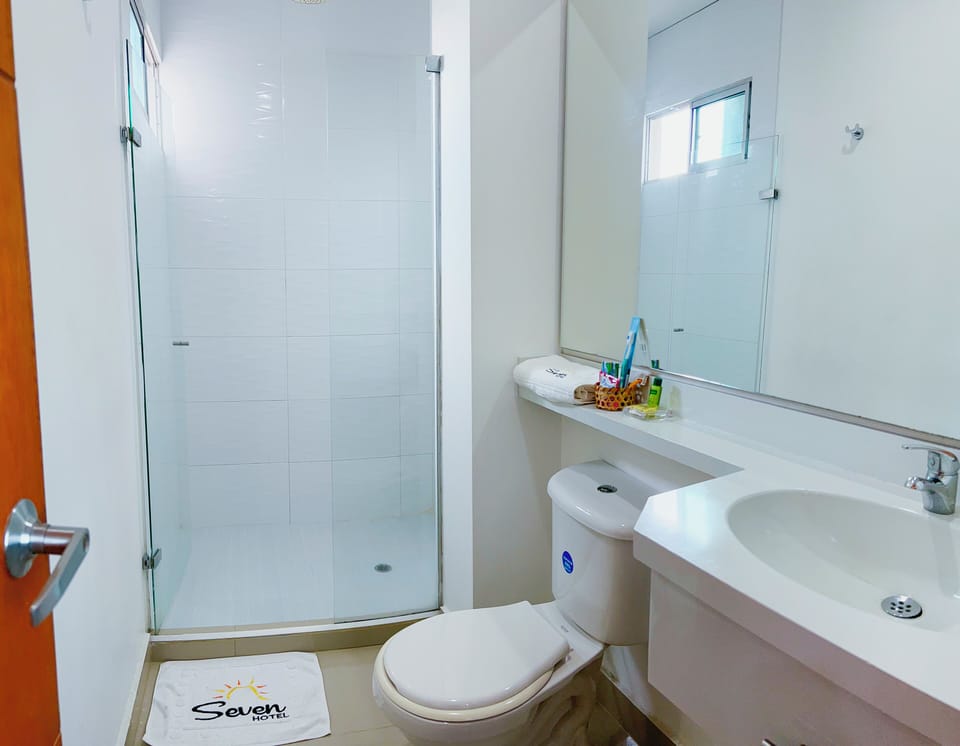 Shower, towels, soap, shampoo