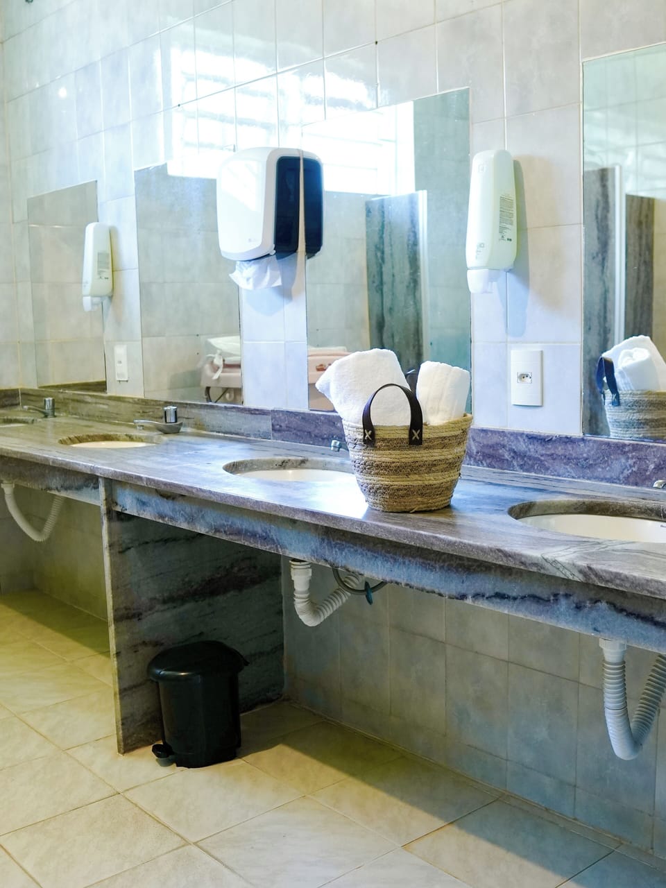 Shower, towels, toilet paper