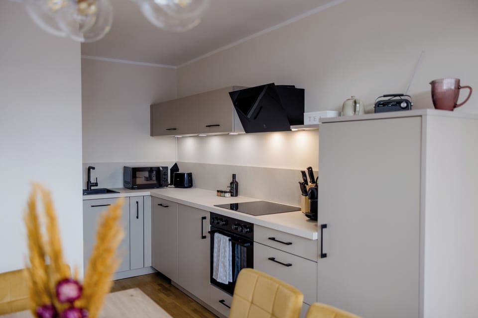 Superior Apartment | Private kitchen | Espresso maker, coffee/tea maker, full-size fridge, microwave