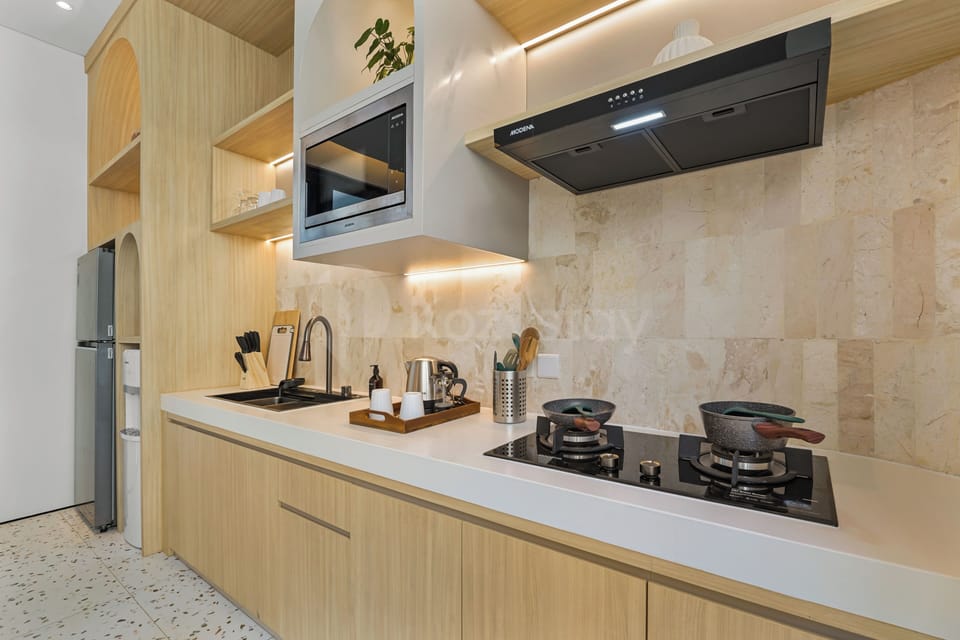 Villa, 3 Bedrooms, Pool View | Private kitchen | Coffee/tea maker, full-size fridge, microwave, stovetop