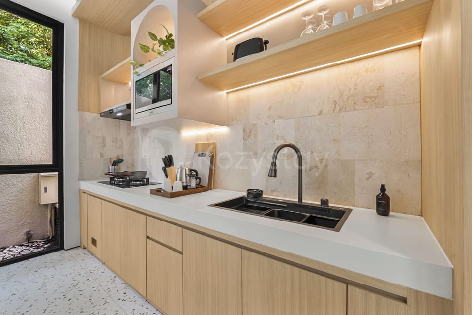 Villa, 3 Bedrooms, Pool View | Private kitchen | Coffee/tea maker, full-size fridge, microwave, stovetop