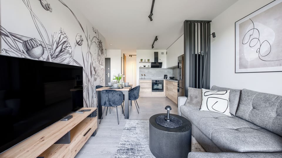 Apartment (801 B) | Living area | 30-inch flat-screen TV with digital channels