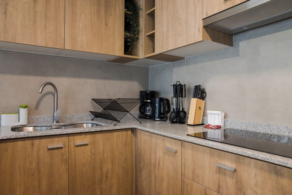 Family Apartment | Private kitchen | Fridge, microwave, oven, stovetop