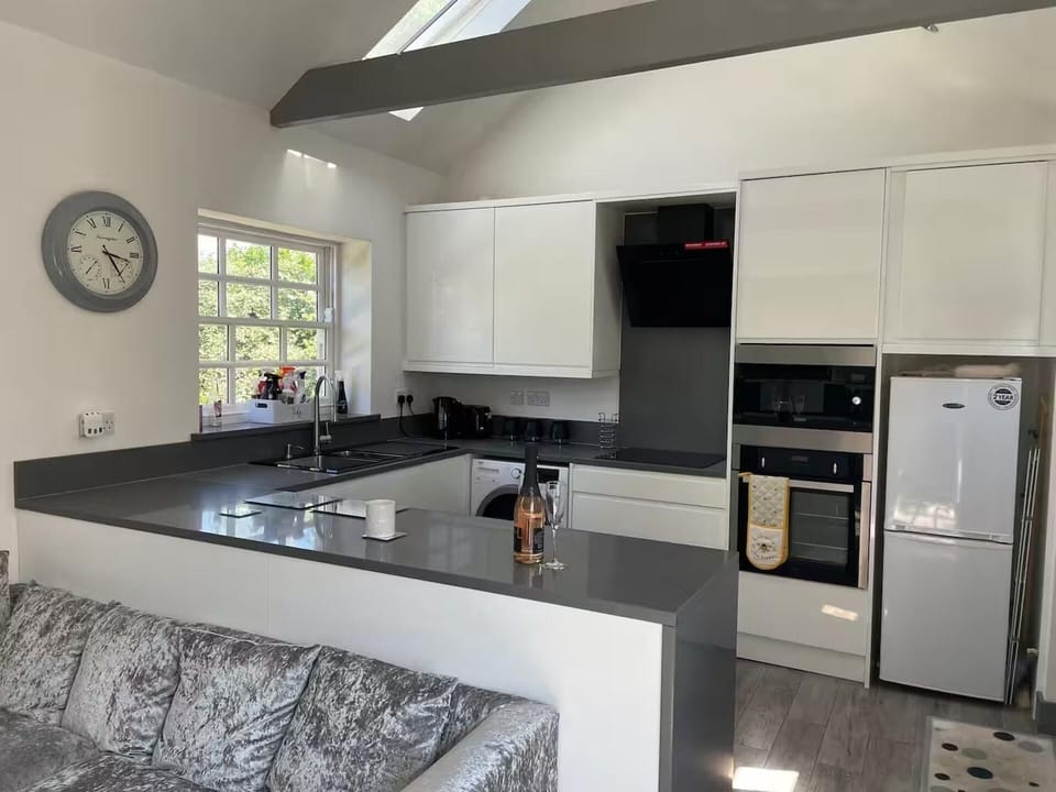 Fridge, microwave, oven, electric kettle