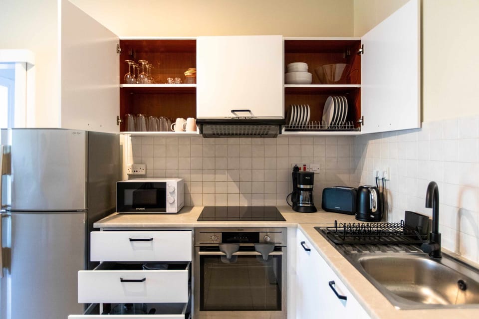 Apartment, 1 Double Bed with Sofa bed, Kitchen, City View | Private kitchen | Coffee/tea maker, full-size fridge, microwave, oven