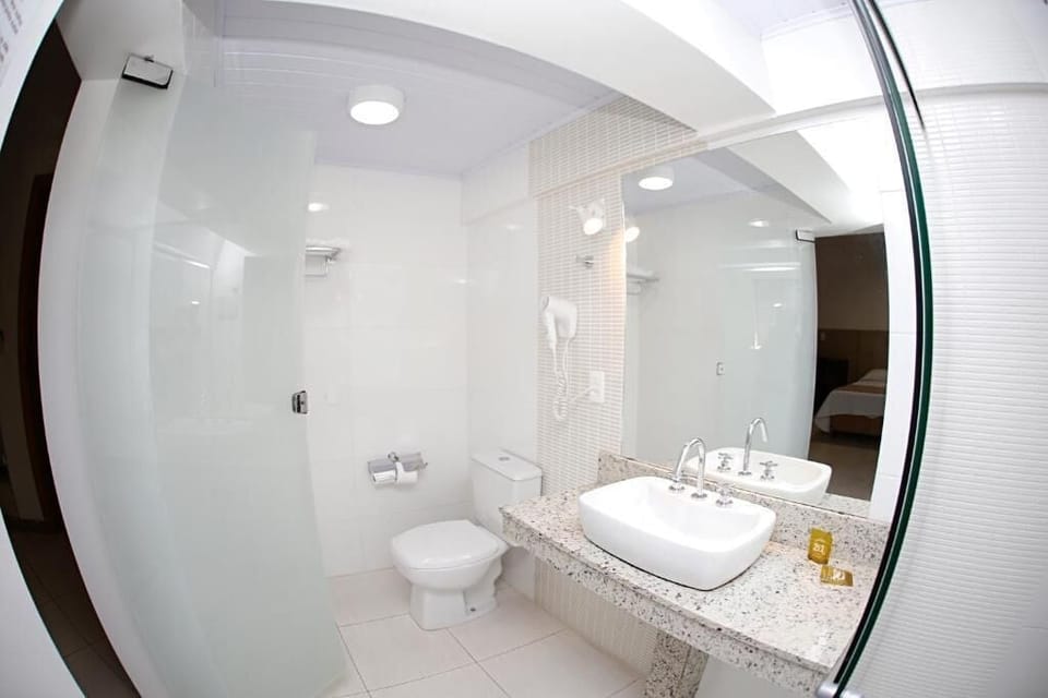 Hair dryer, towels, toilet paper