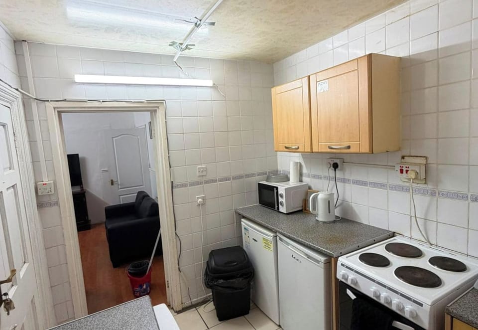Fridge, microwave, oven, electric kettle