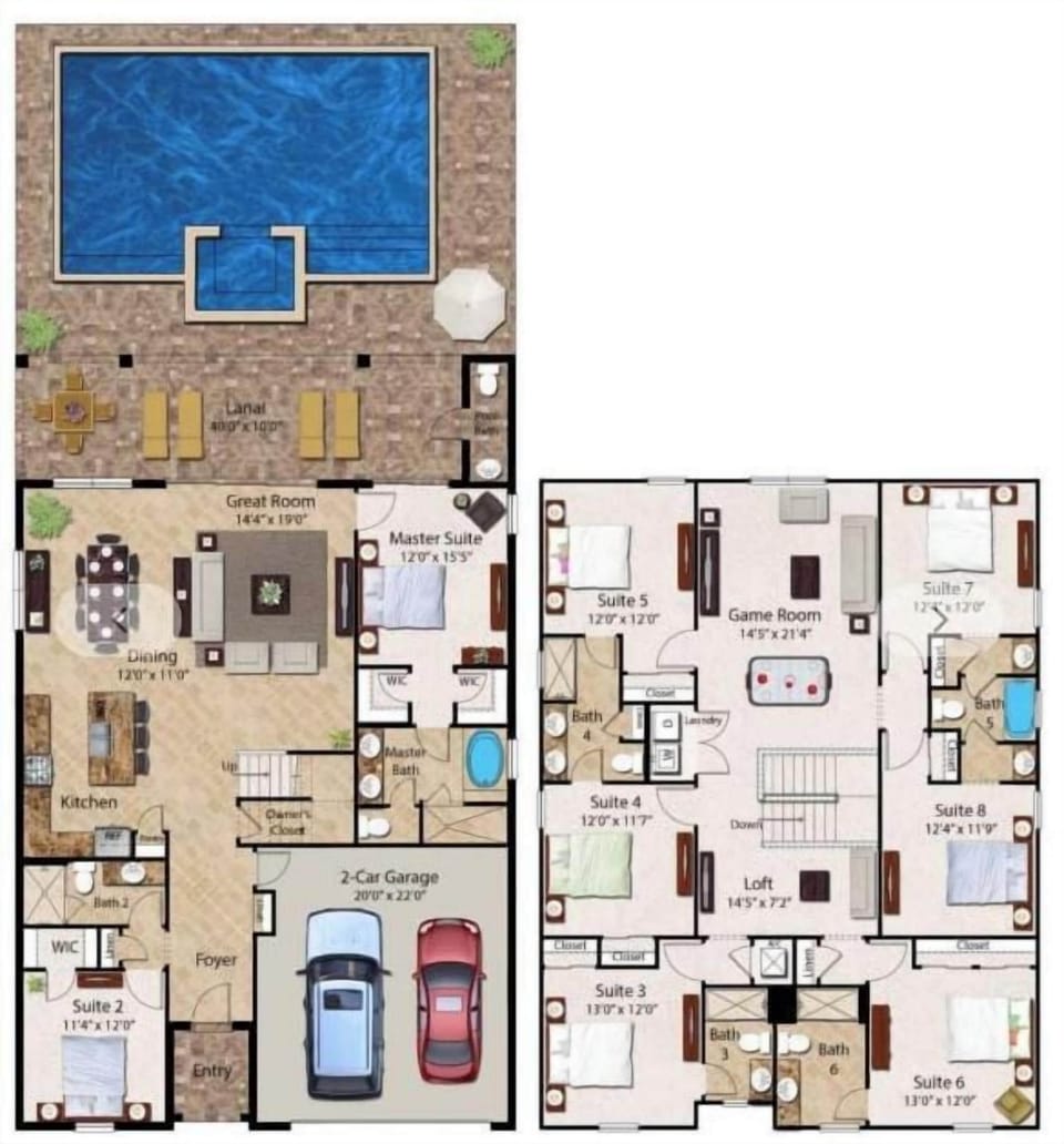 House, Multiple Beds, Pool View (EC367 - The Sun-Dazzled Villa - LAN3) | Floor plan