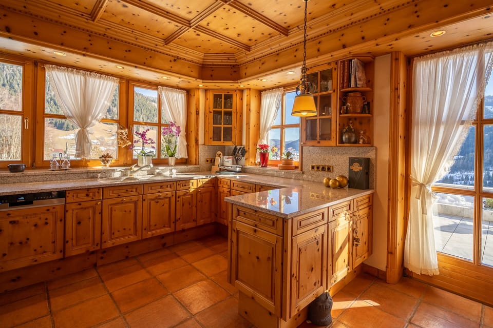 Toaster, cleaning supplies, freezer, dining table