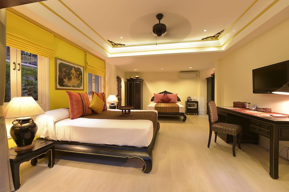 Gold Antique Downstairs Room with Forest View | In-room safe, desk, blackout drapes, iron/ironing board