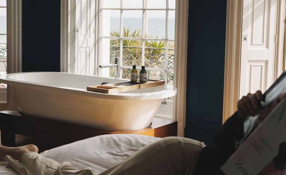 Signature Double Room, 1 King Bed, Sea Facing | Bathroom | Designer toiletries, hair dryer, bathrobes, slippers