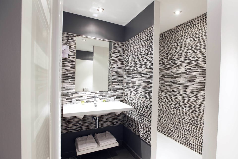 Shower, rainfall showerhead, hair dryer, bathrobes
