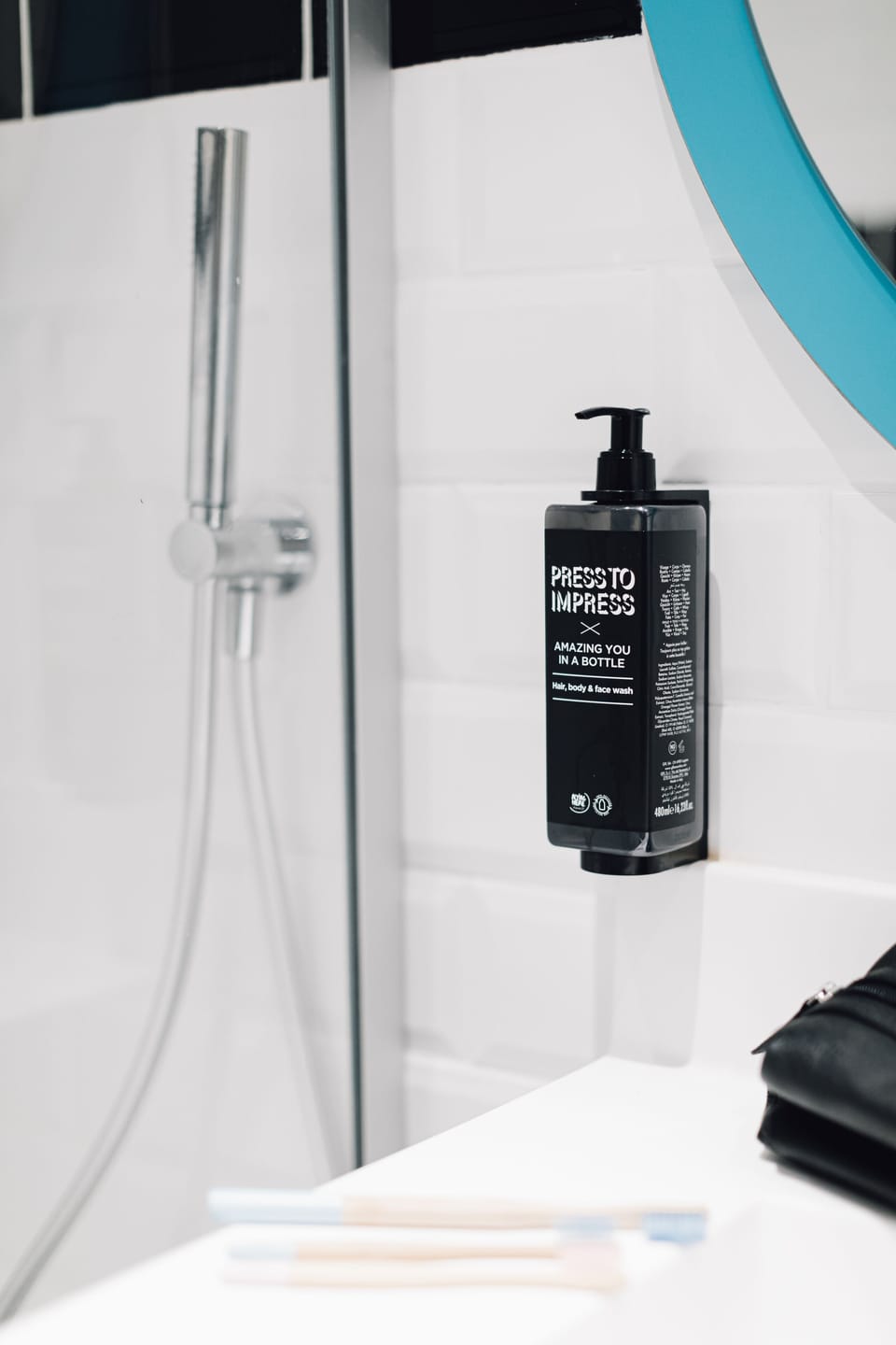 Eco-friendly toiletries, hair dryer, towels