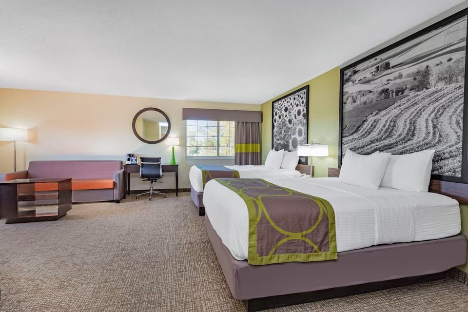Suite, 2 Queen Beds, Non Smoking | Desk, blackout drapes, iron/ironing board, free WiFi