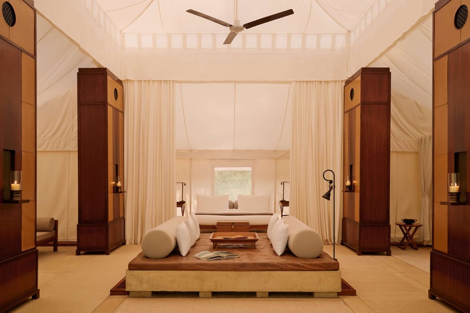 Tented Pavilion | Minibar, in-room safe, desk, laptop workspace