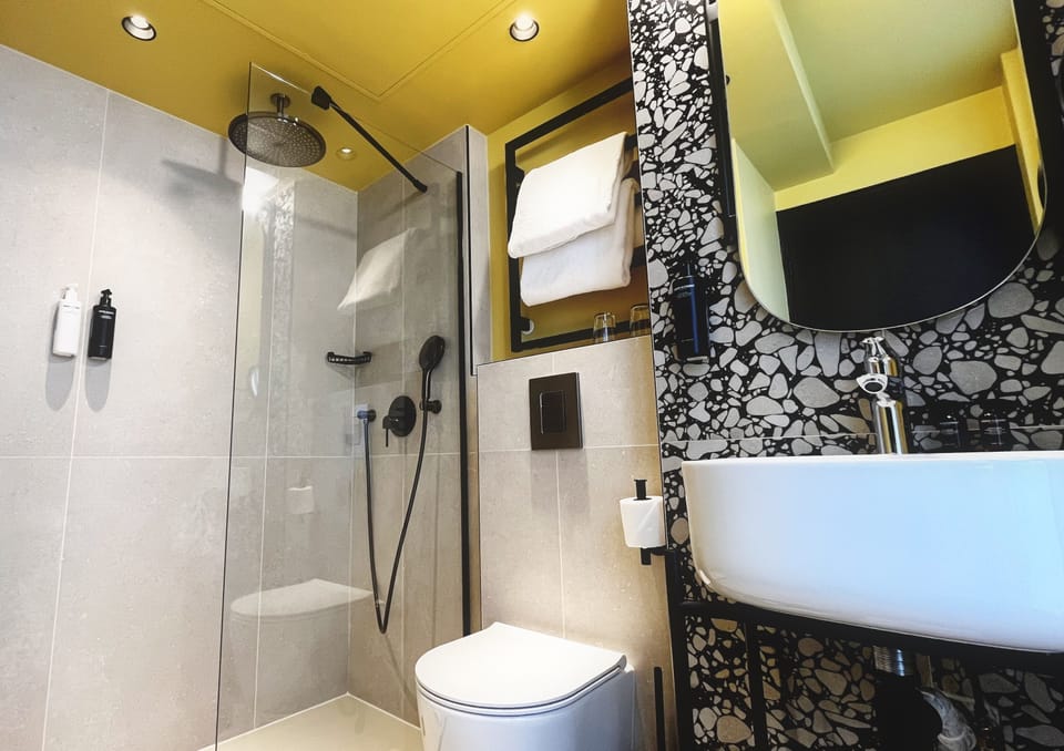 Free toiletries, hair dryer, towels