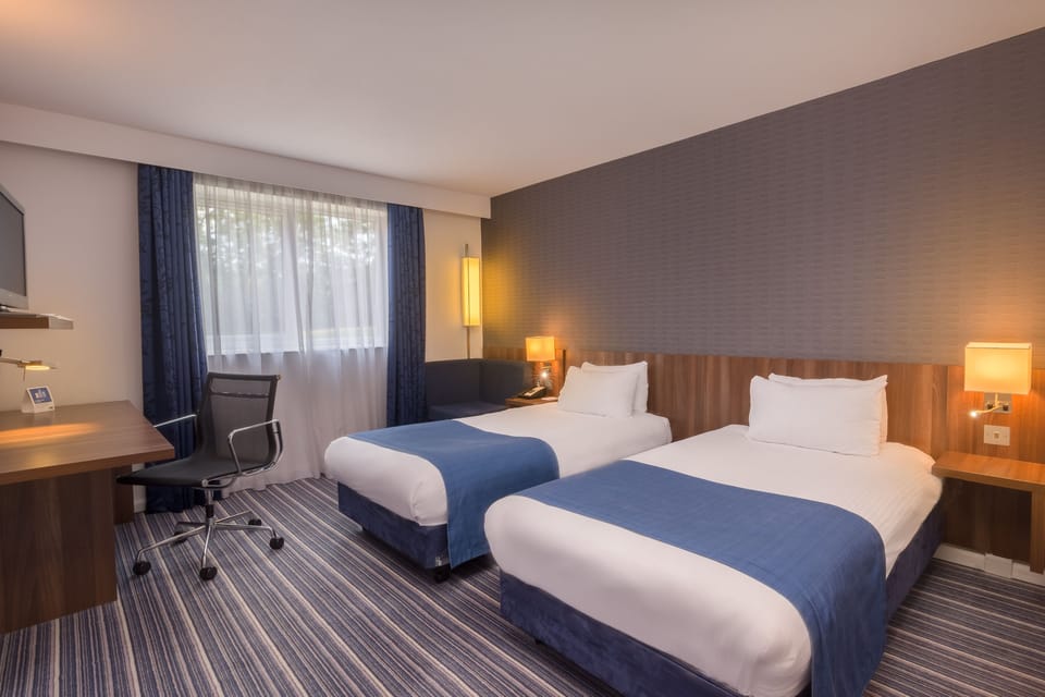 In-room safe, desk, laptop workspace, blackout drapes