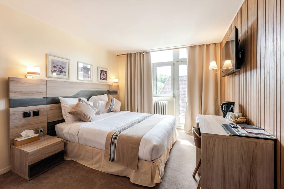 Desk, blackout drapes, iron/ironing board (on request), WiFi (free)