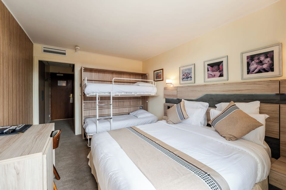 Desk, blackout drapes, iron/ironing board (on request), WiFi (free)