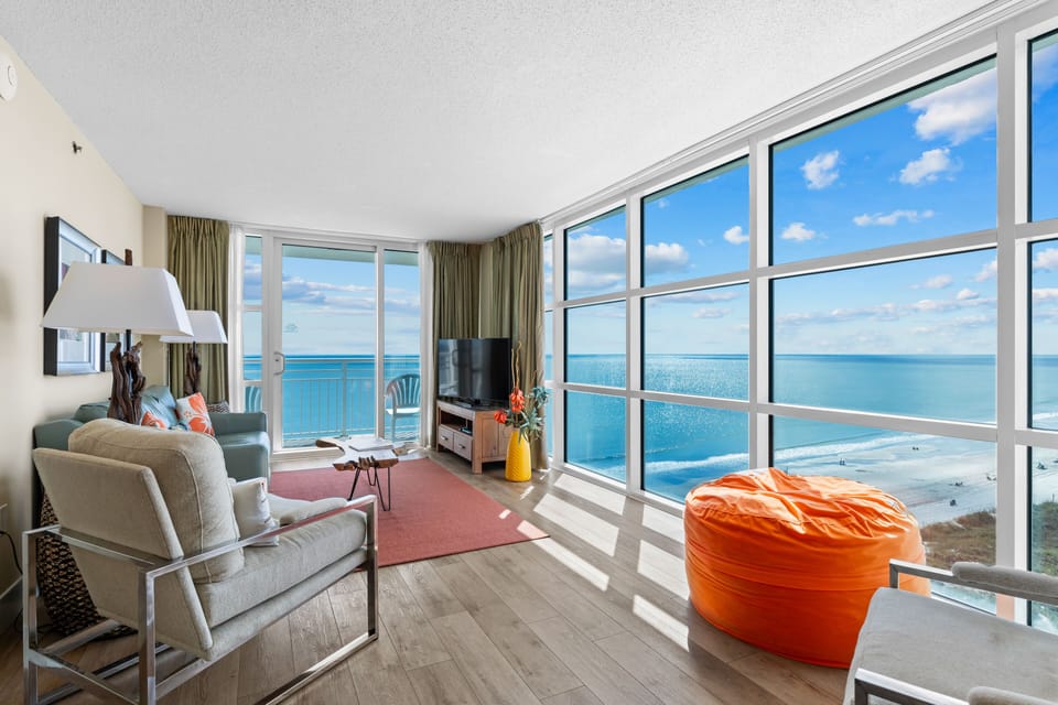 Standard Condo, 3 Bedrooms, Oceanfront | Living area | Flat-screen TV, DVD player