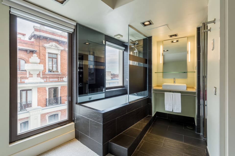Suite | Bathroom | Shower, eco-friendly toiletries, hair dryer, towels