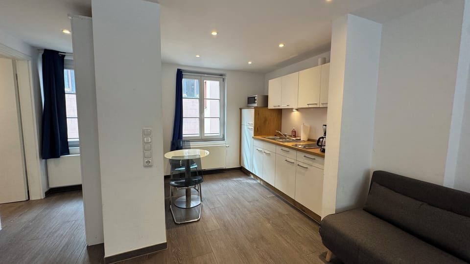 Deluxe Apartment, Kitchenette | Private kitchen | Full-size fridge, microwave, stovetop, espresso maker