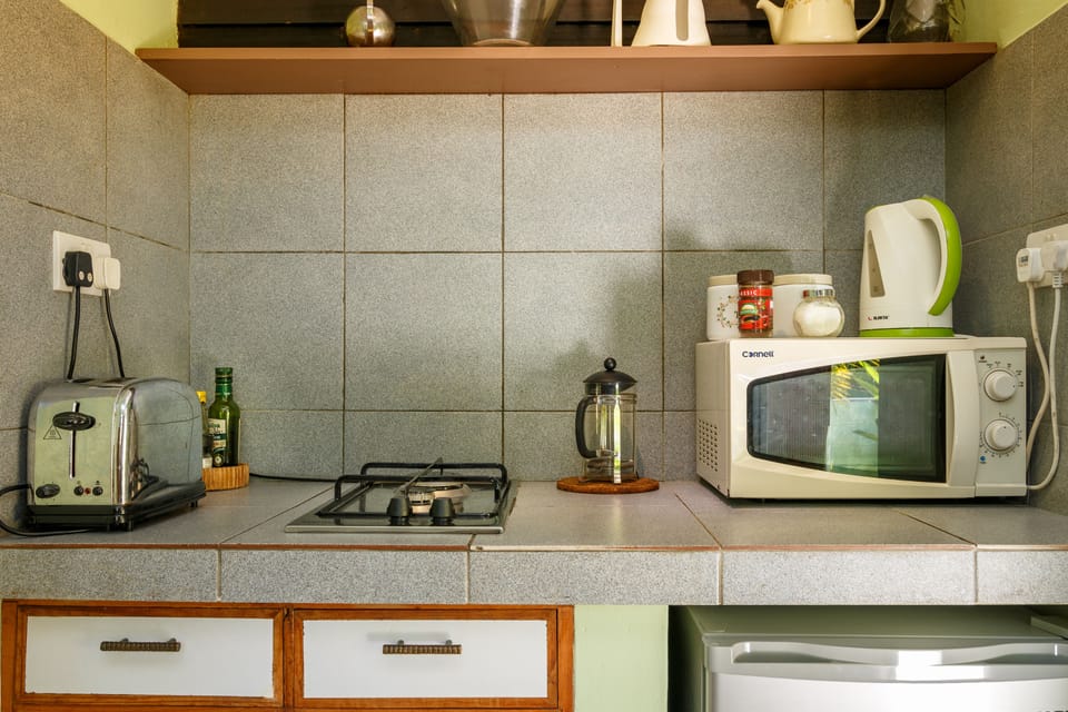 Cinnamon Mini Suite | Private kitchen | Coffee/tea maker, full-size fridge, microwave, stovetop