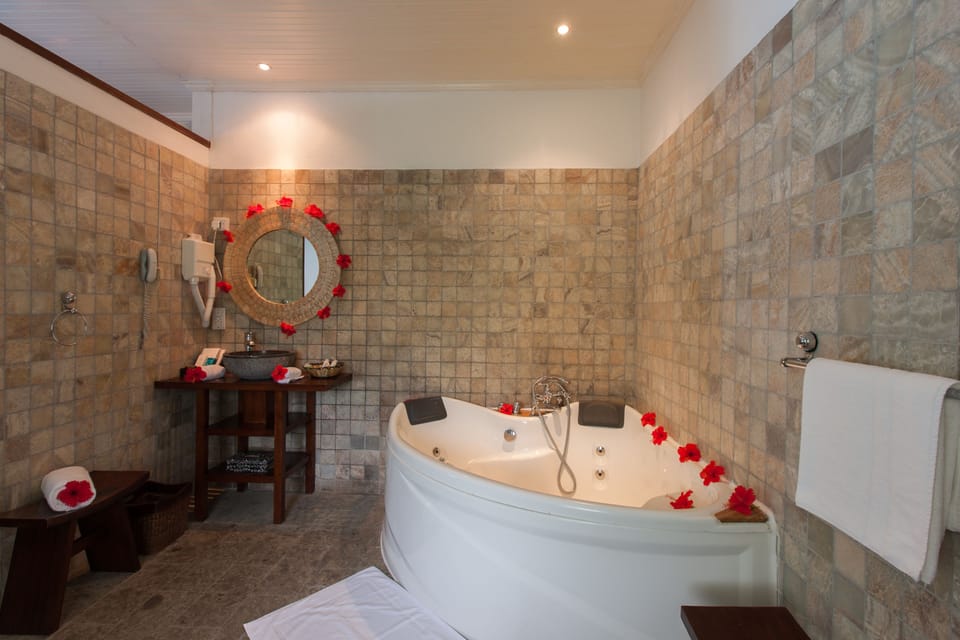 Shower, hair dryer, slippers, towels