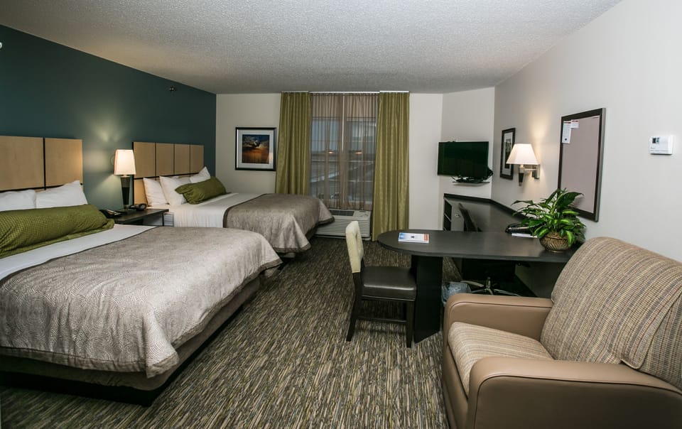 Premium bedding, desk, blackout drapes, iron/ironing board