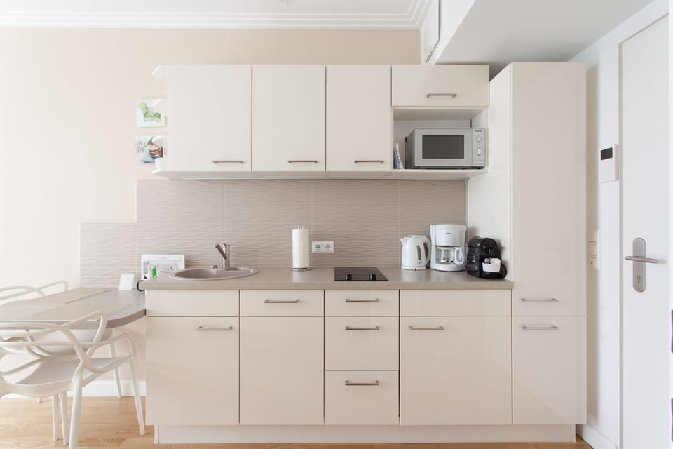 Apartment, Terrace, Garden View (Cleaning Fee Included in Price) | Private kitchen | Full-size fridge, microwave, stovetop, dishwasher