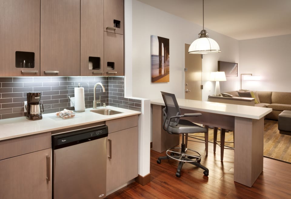 Fridge, microwave, coffee/tea maker